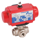 Pneumatic Actuated Brass 3 Way Valves, Prisma - Double Acting, L Ported, BSPP