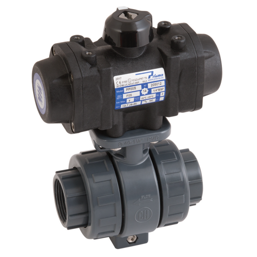 Pneumatic Actuated PVC 2 Way Valves, Prisma - Double Acting Actuation, BSPP