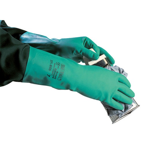 Chemical Hazard Gloves, Ansell - Ansell Classic Sol-vex Gauntlet, Green