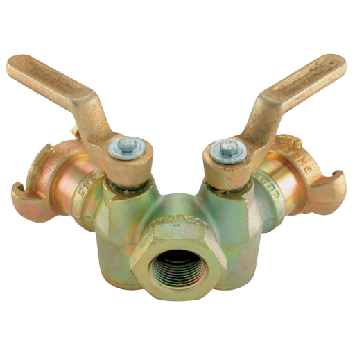 Throttle Valves with Lever Stop & Exhaust, Ludecke - Double Valve with Hose Coupling