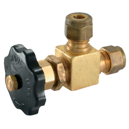 Panel Mount Needle Valves, Wade - Tube x Tube (Angled Brass Spindle)