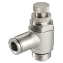 90° Manual Flow Controllers, KELM - BSPT & Metric Male x Tube, Uni-Directional to suit Cylinders