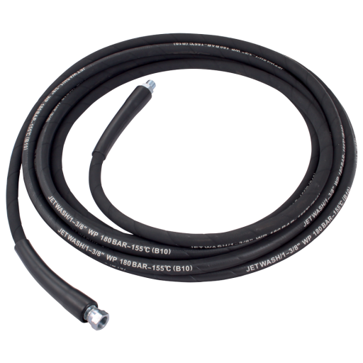 Pressure Washer Hose Assemblies, Hiprho - 1 Wire Braid 3/8" ID, 10 Metre Hose, 3/8" BSPP Male x Female