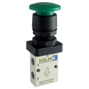 In-Line Manual 3/2 Way Valves, KELM - Palm Button