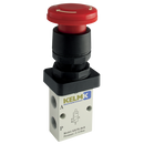 In-Line Manual 3/2 Way Valves, KELM - Palm Button, Latching