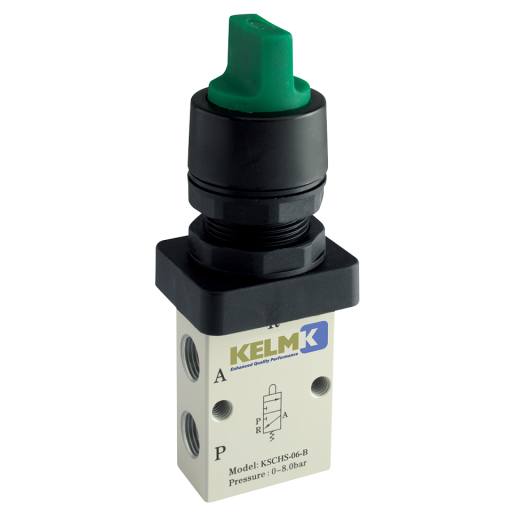 In-Line Manual 3/2 Way Valves, KELM - Switch