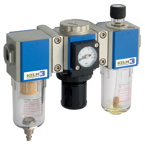 Filter + Regulator + Lubricators, KELM - 200 Series, Semi Auto Drain