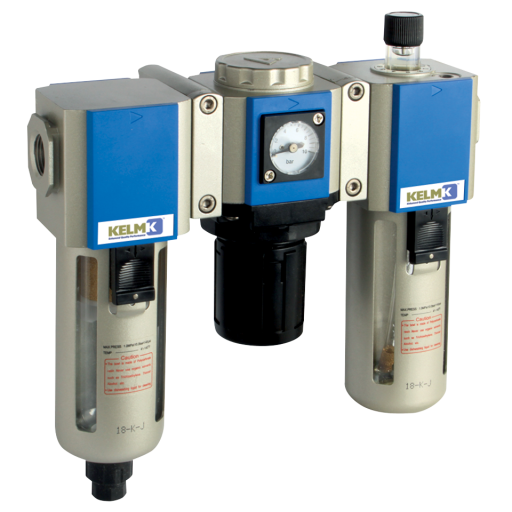 Filter + Regulator + Lubricators, KELM - 300 Series, Semi Auto Drain