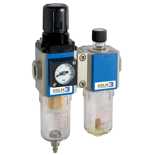 Filter/Regulators + Lubricators, KELM - 200 Series, Semi Auto Drain