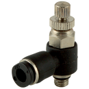 90° Manual Flow Controllers, KELM - UNF Male x Tube, Uni-Directional to suit Cylinders