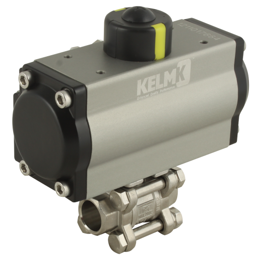 Actuated Ball Valves, KELM - Single Acting 3 Piece, Stainless Steel Socket Weld