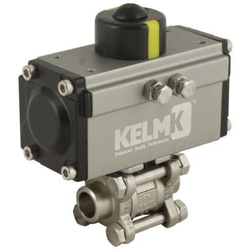 Actuated Ball Valves, KELM - Double Acting 3 Piece, Stainless Steel Butt Weld