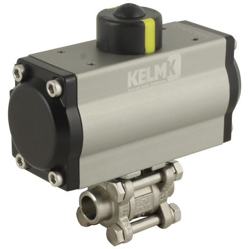 Actuated Ball Valves, KELM - Single Acting 3 Piece, Stainless Steel Butt Weld