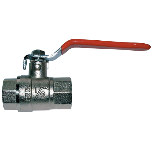 Light Model Brass Ball Valve, Red Handle, Air-Pro - Female x Female, BSPP