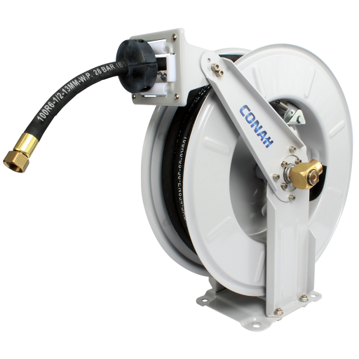 Mountable Steel Air Hose Reel, Conah - R6, Spring Rewind, 1/2