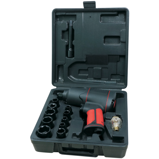 Air Impact Wrench Kit, Aeropro - 1/2" Square Drive, 17 Piece Kit