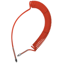 Polyurethane Ester Recoil Assemblies, Metric, KELM - 90° Unequal Tails Brass Nickel Plated Swivel, BSPT with Spring Guard