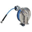Mountable Stainless Steel Hose Reels, Conah - Blue 1 Wire Pressure Wash, Spring Rewind, 3/8"