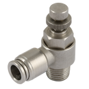 90° Manual Flow Controllers, KELM - BSPP Male x Tube, Uni-Directional to suit Cylinders