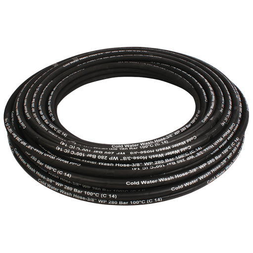 Black Cold Water pressure Wash Hose, Hiprho - 1 Wire, 50 Metre Coils