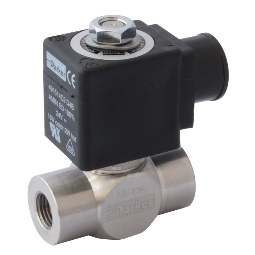 Solenoid Valves, Stainless Steel 316L, Parker - 2/2 Way, Normally Closed, Viton Seal, BSPP