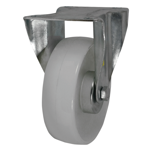 MSV Series Fixed Plate Fitting Castors - White Nylon Tyre