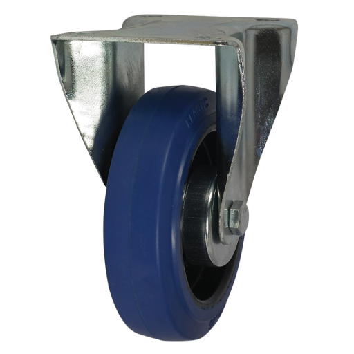 MSV Series Fixed Plate Fitting Castors - Blue Rubber Tyre