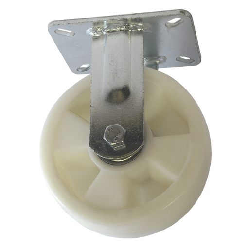 MG Series Heavy Duty Swivel Plate Fitting Castors - White Nylon Tyre, No Brake