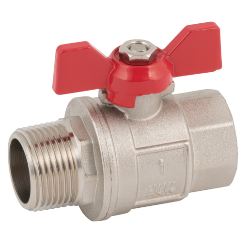 Heavy Model, Full Bore, Brass Ball Valve, Air-Pro - Male x Female, BSPP, Long Female Thread, Wing Handle