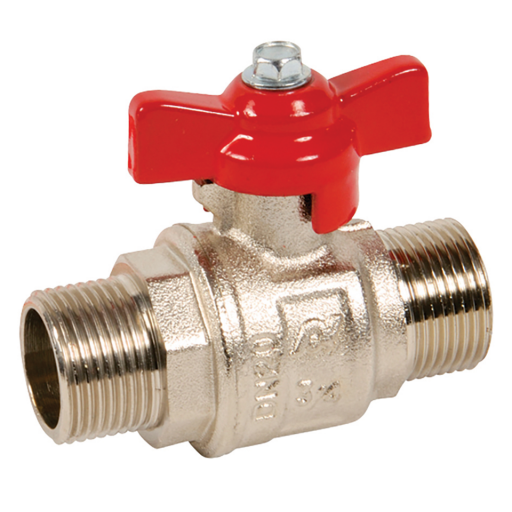 Heavy Model, Full Bore, Brass Ball Valve, Air-Pro - Male x Male, BSPP, High Pressure Version Wing Handle