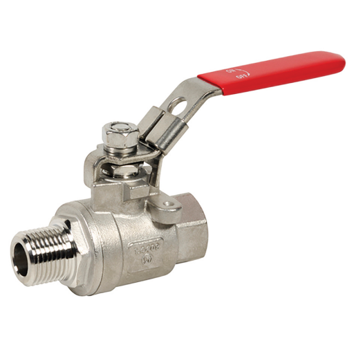 Stainless Steel Lockable Ball Valves, Haitima - 2 Piece, Male x Female, BSPP